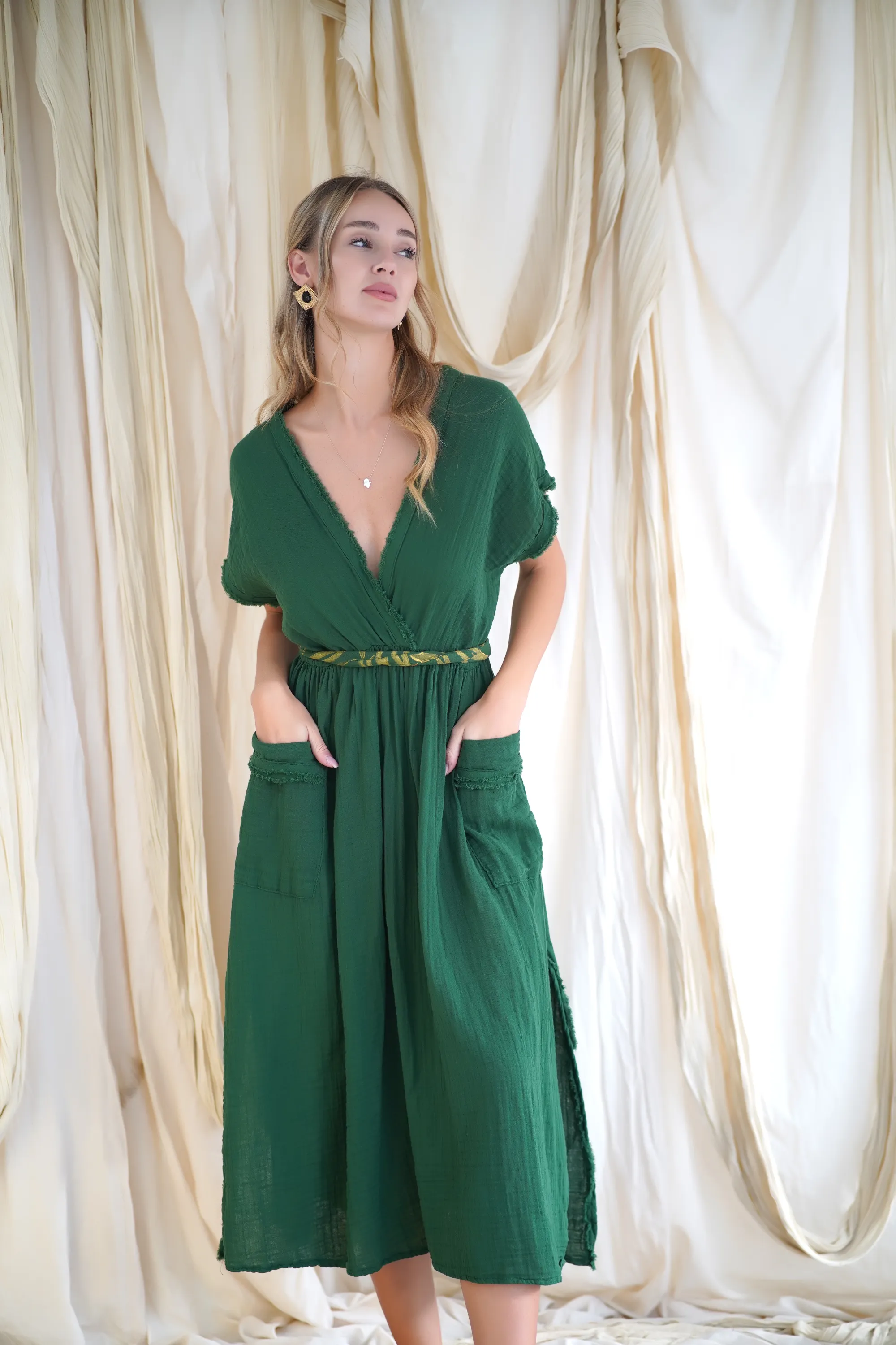 Long Dress With Pockets / Dark Green