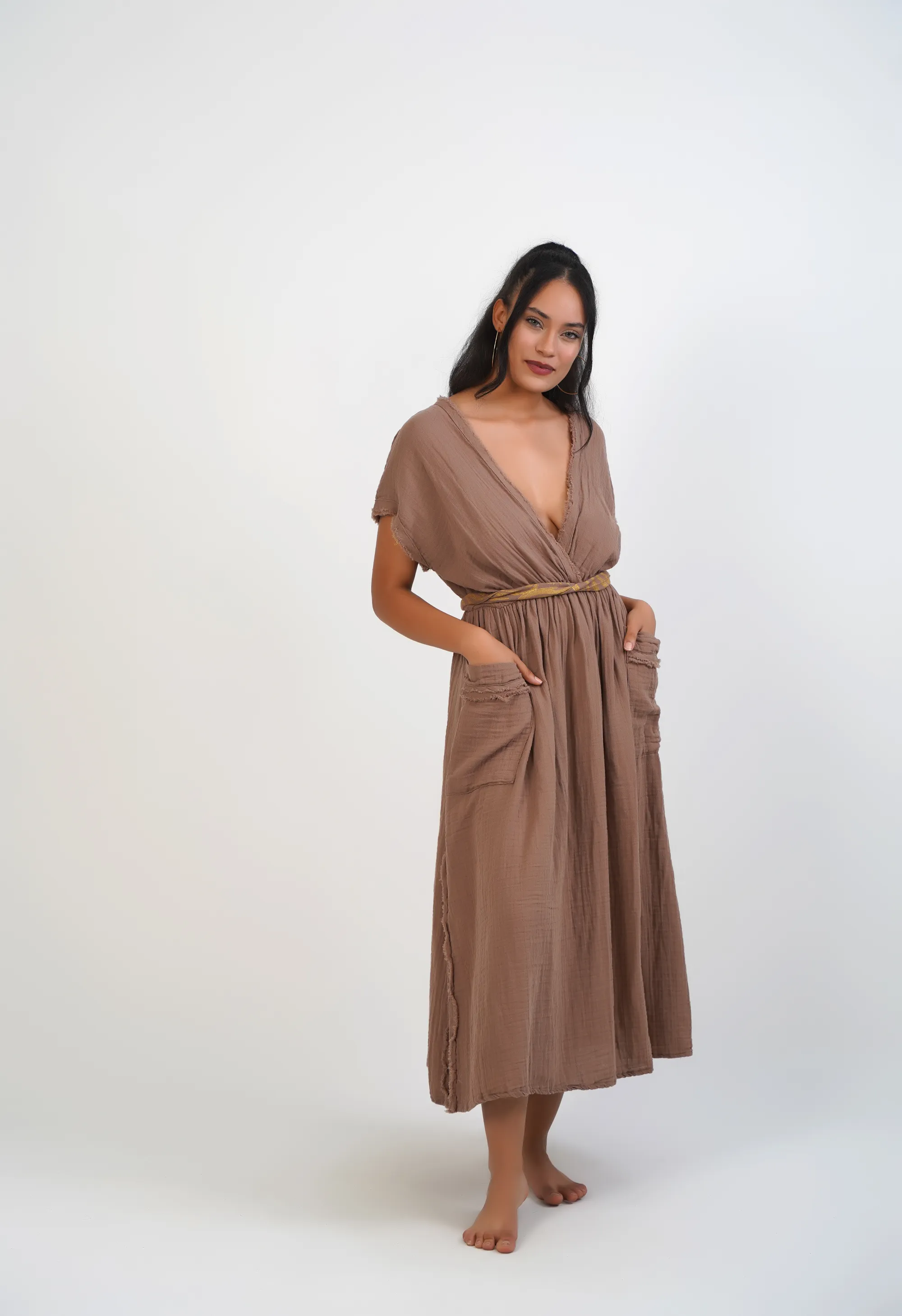 Long Dress With Pockets / Brown