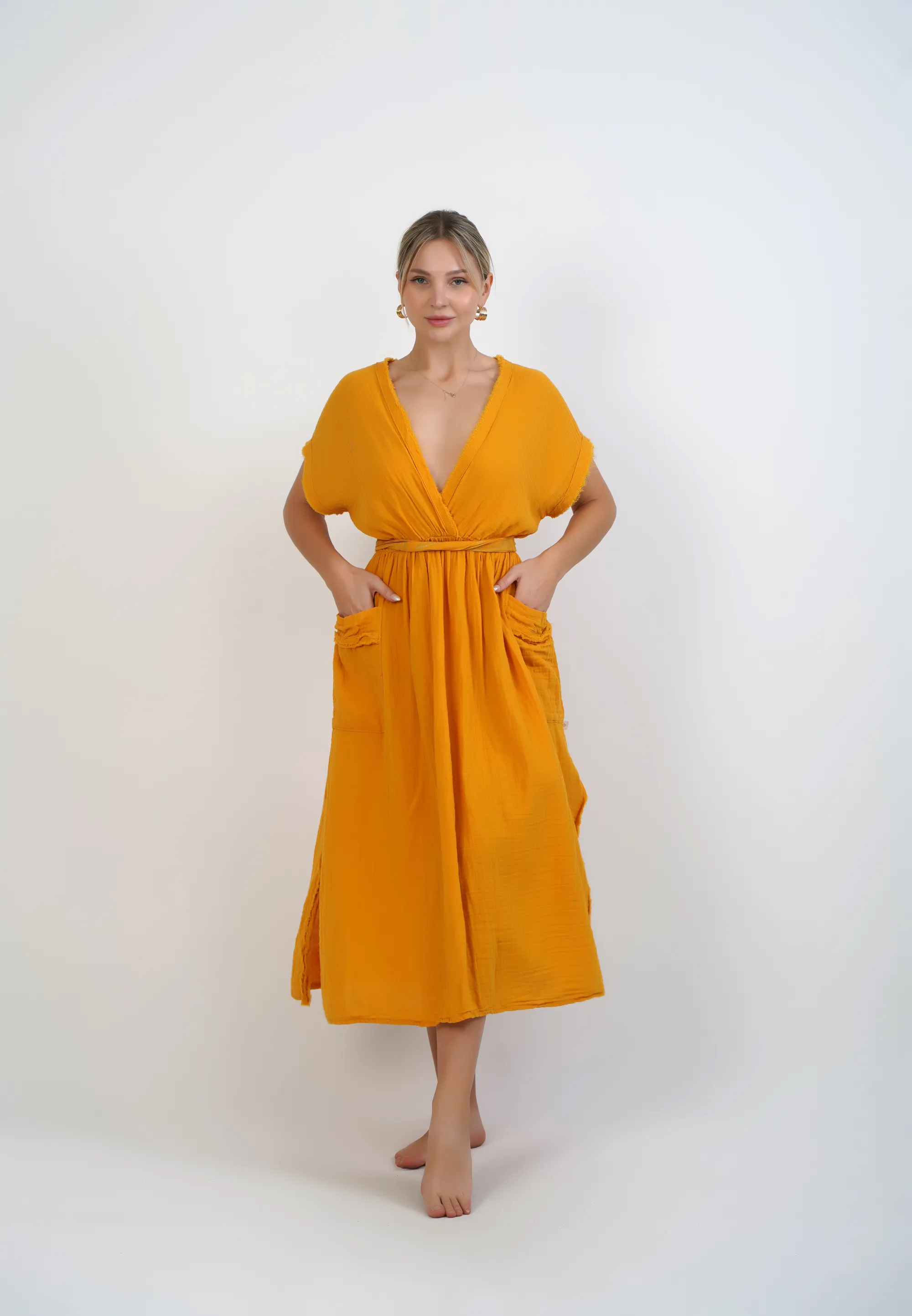 Long Dress With Pockets / Mustard