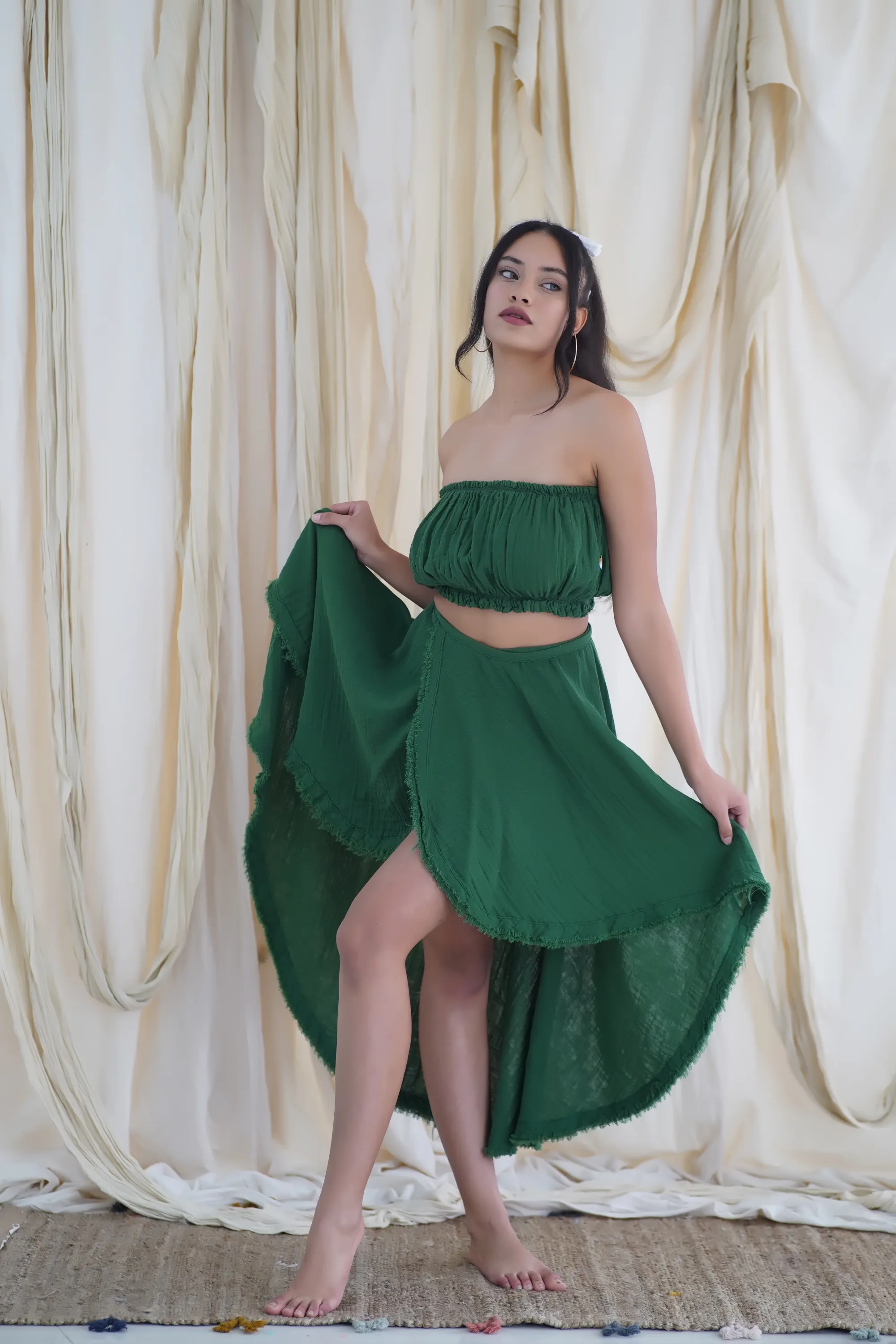 Long Tied Skirt - Pareo / Dark Green