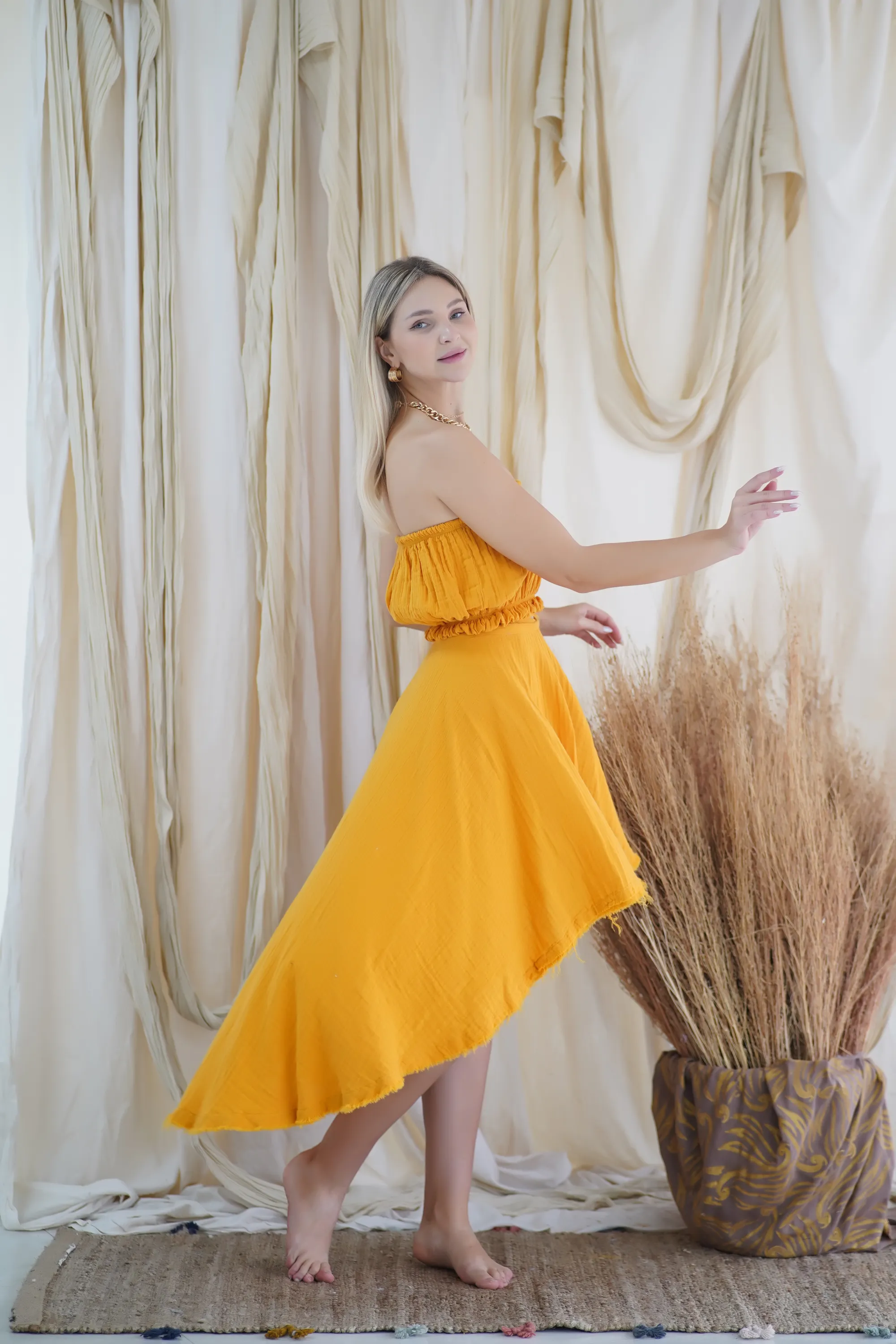 Long Tied Skirt - Pareo / Mustard